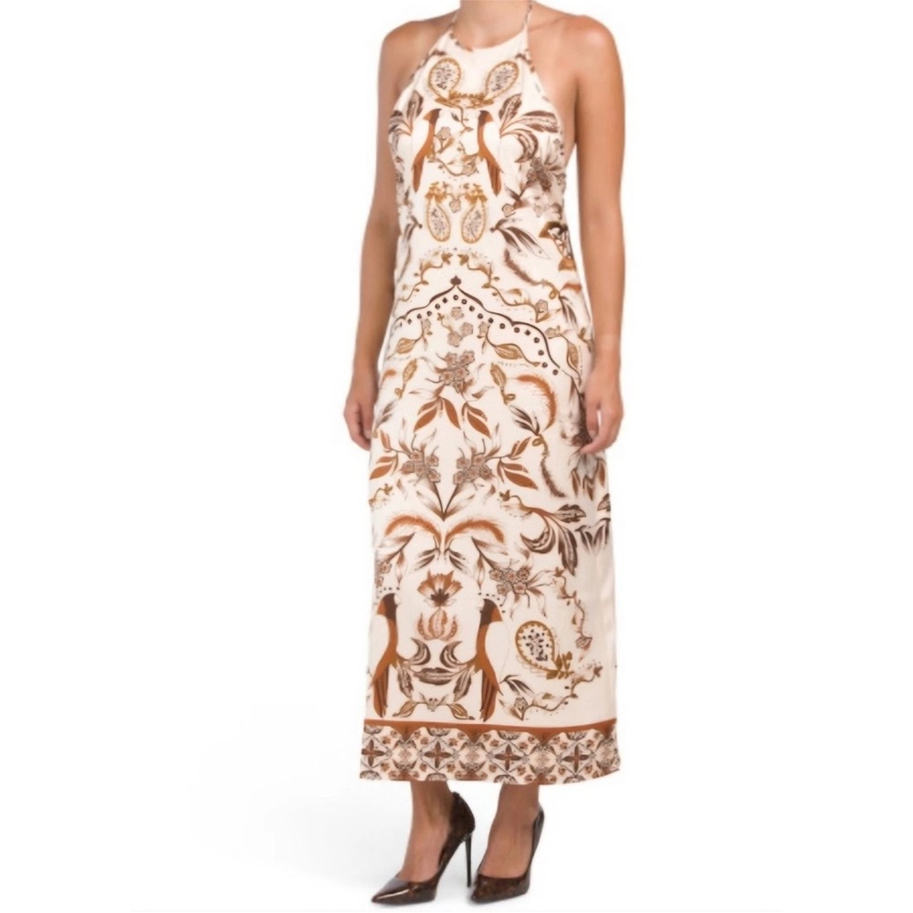 House Of Harlow 1960 Satin maxi Halter top‎ Dress NEW